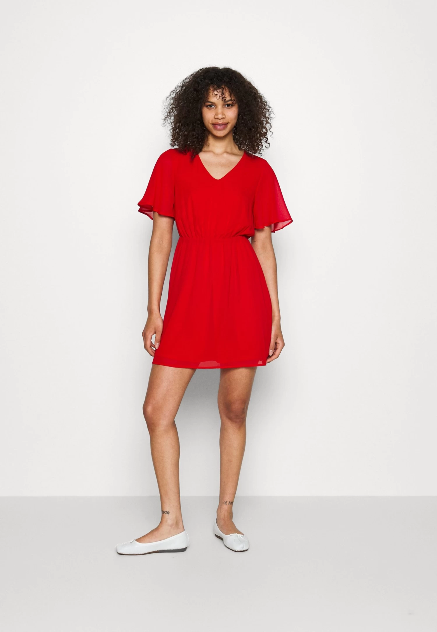 Anna Field V-Neck Sleeve Dress - Robe De Jour - Dark Red – Image 3