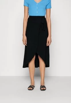 Anna Field Basic Wrap Over Midi Skirt - Jupe TrapĂšze - Black