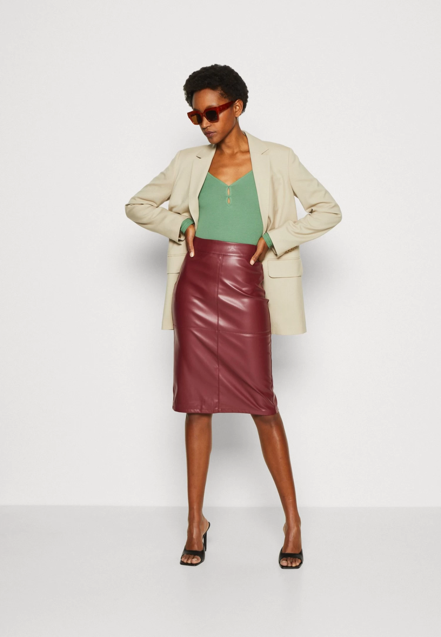 Anna Field Jupe Crayon - Bordeaux – Image 2