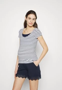 Maternity Double Layer Nursing - T-Shirt Imprimé - Dark Blue/White