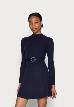 Anna Field Crew Ausschnitt Mini Strickkleid Mit GĂŒrtel - Robe Pull - Dark Blue