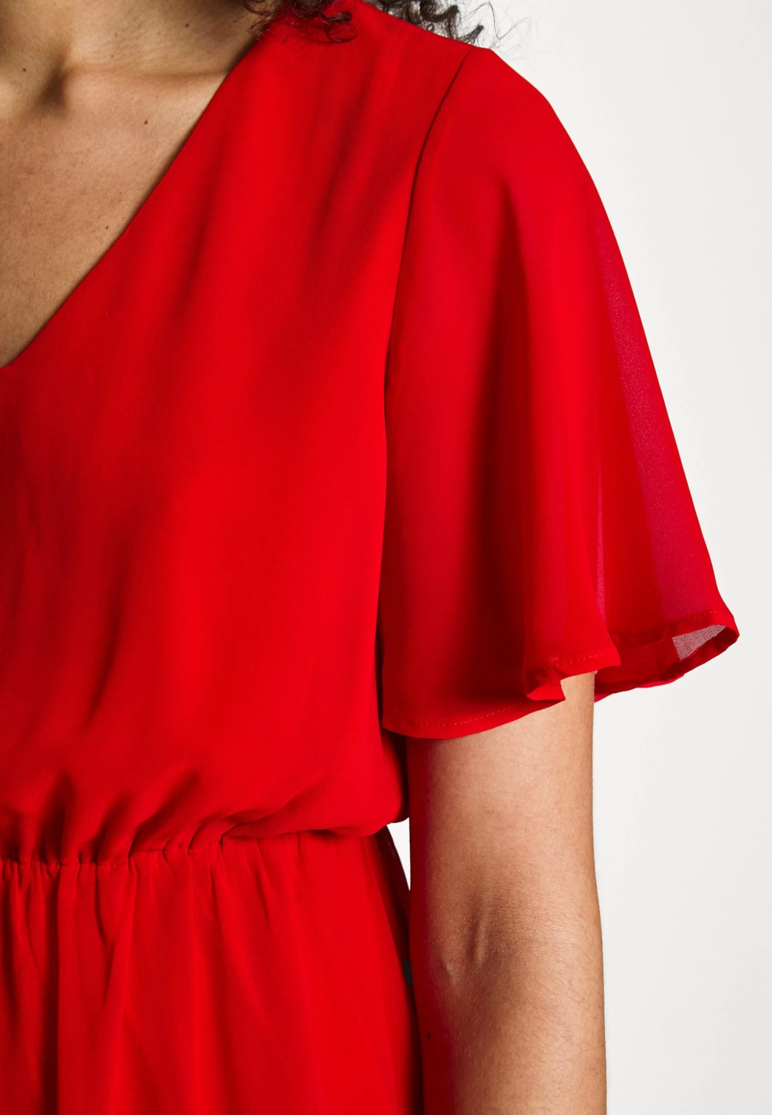 Anna Field V-Neck Sleeve Dress - Robe De Jour - Dark Red – Image 6