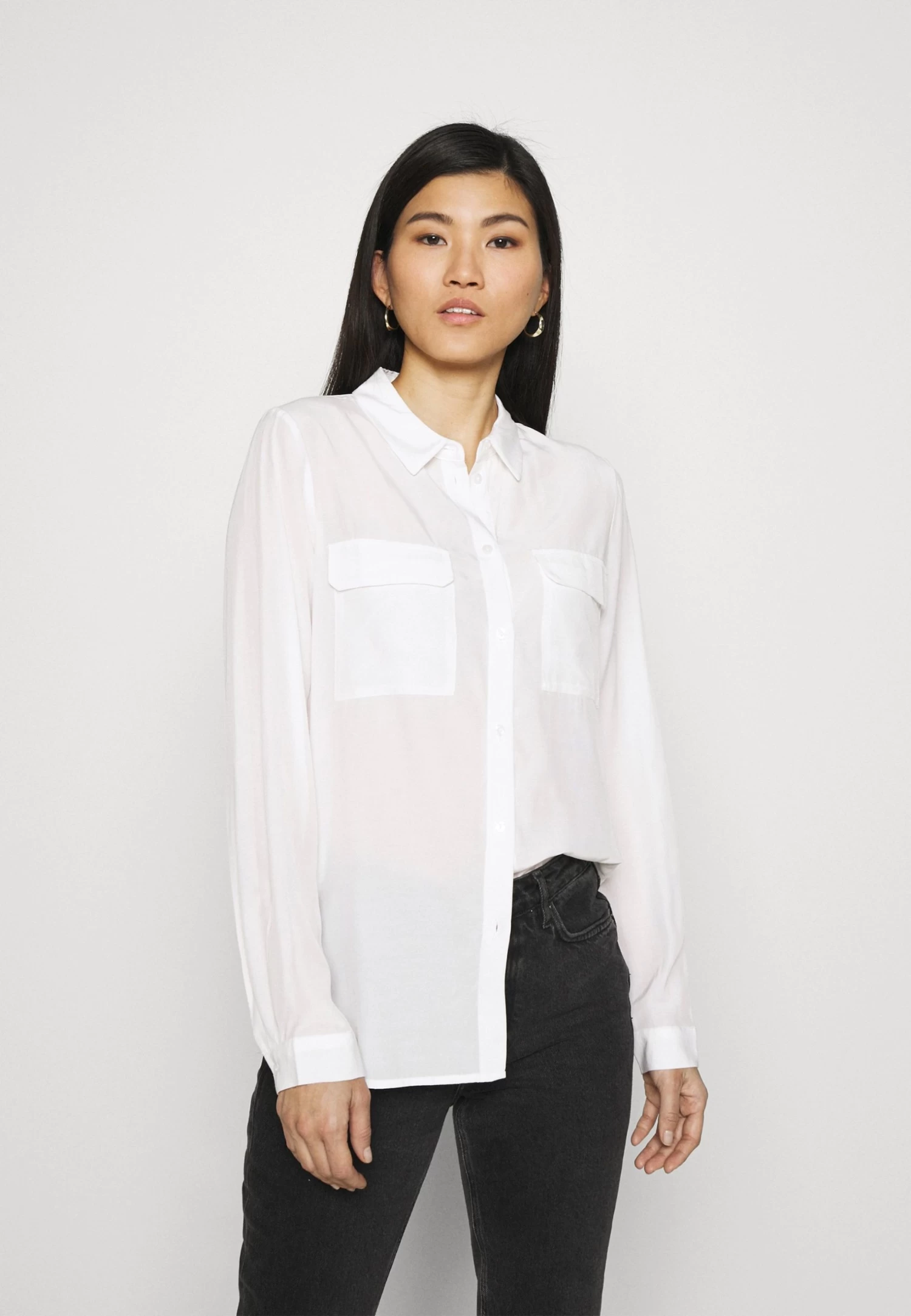 Anna Field Basic Blouse With Front Pockets - Chemisier - Offwhite