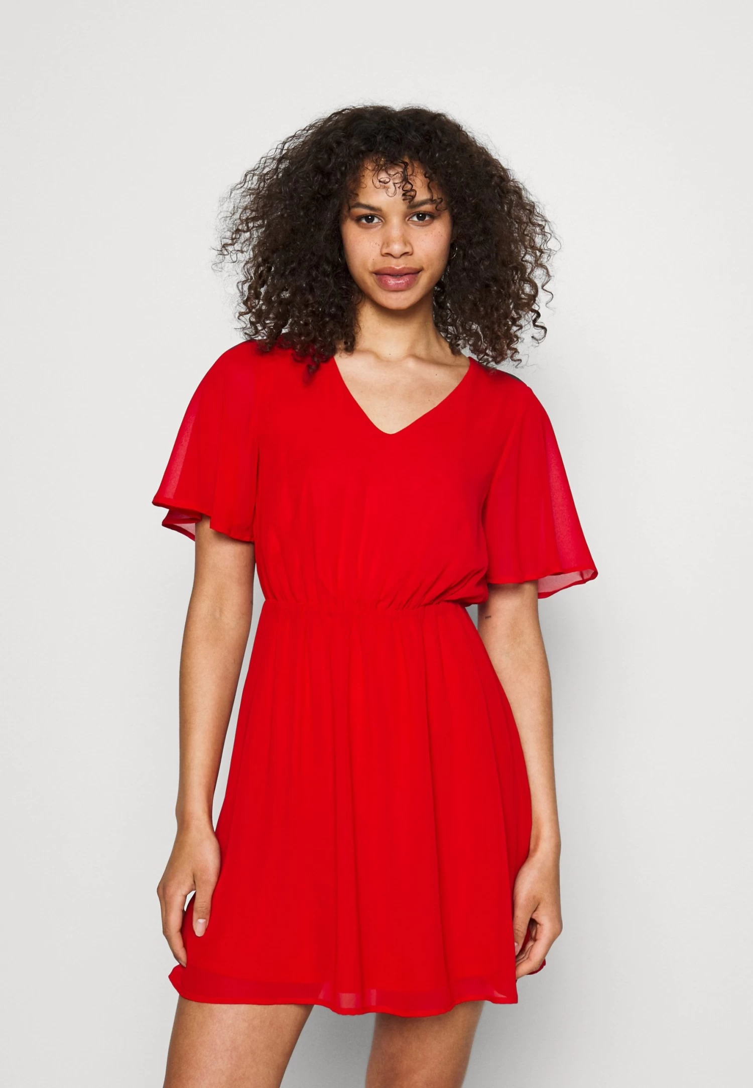Anna Field V-Neck Sleeve Dress - Robe De Jour - Dark Red – Image 4
