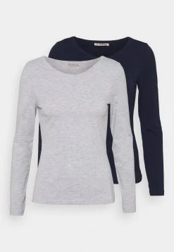 Anna Field 2 Pack - T-Shirt À Manches Longues - Dark Blue/Mottled Light Grey