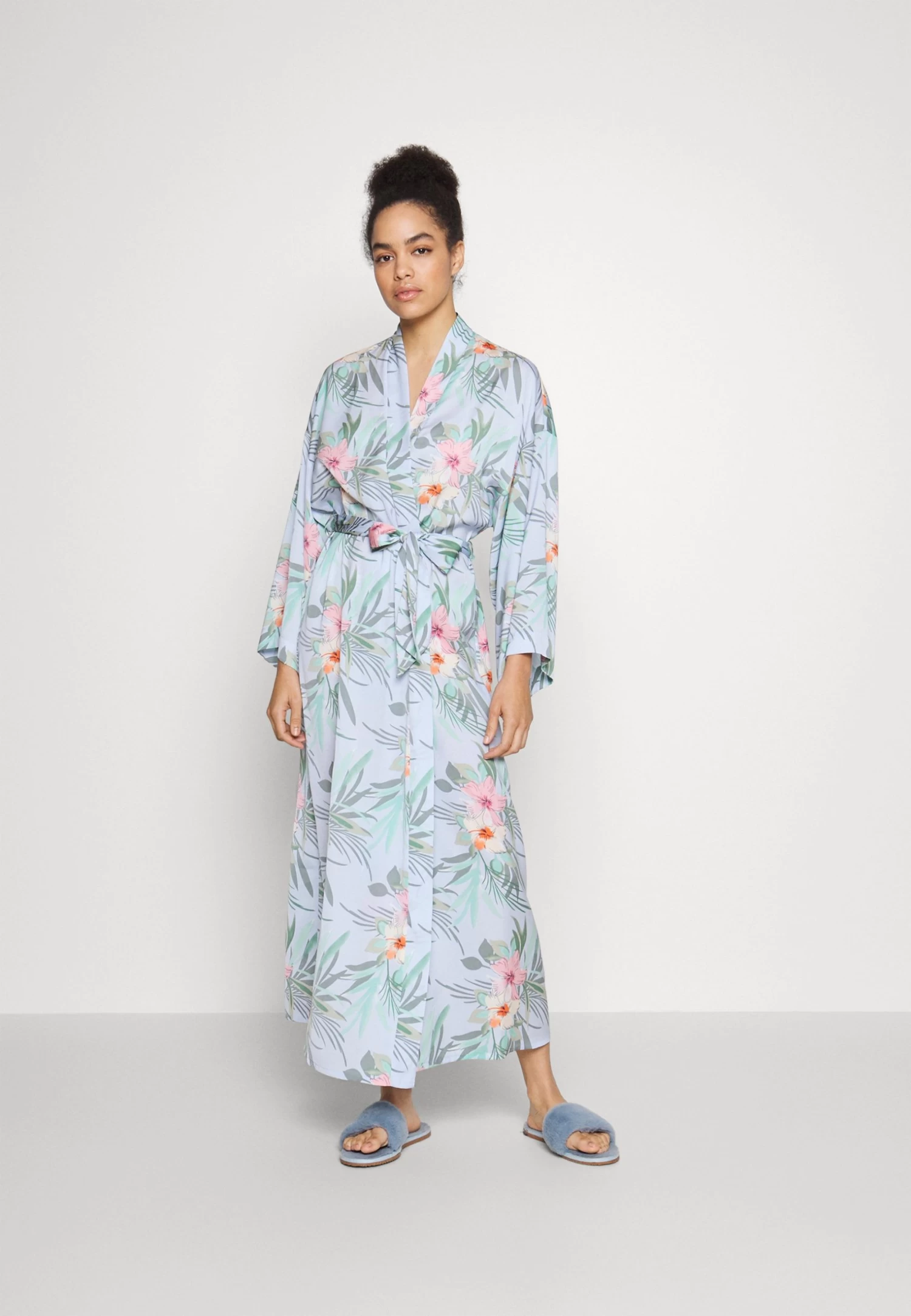 Anna Field Floral Robe - Peignoir - Blue