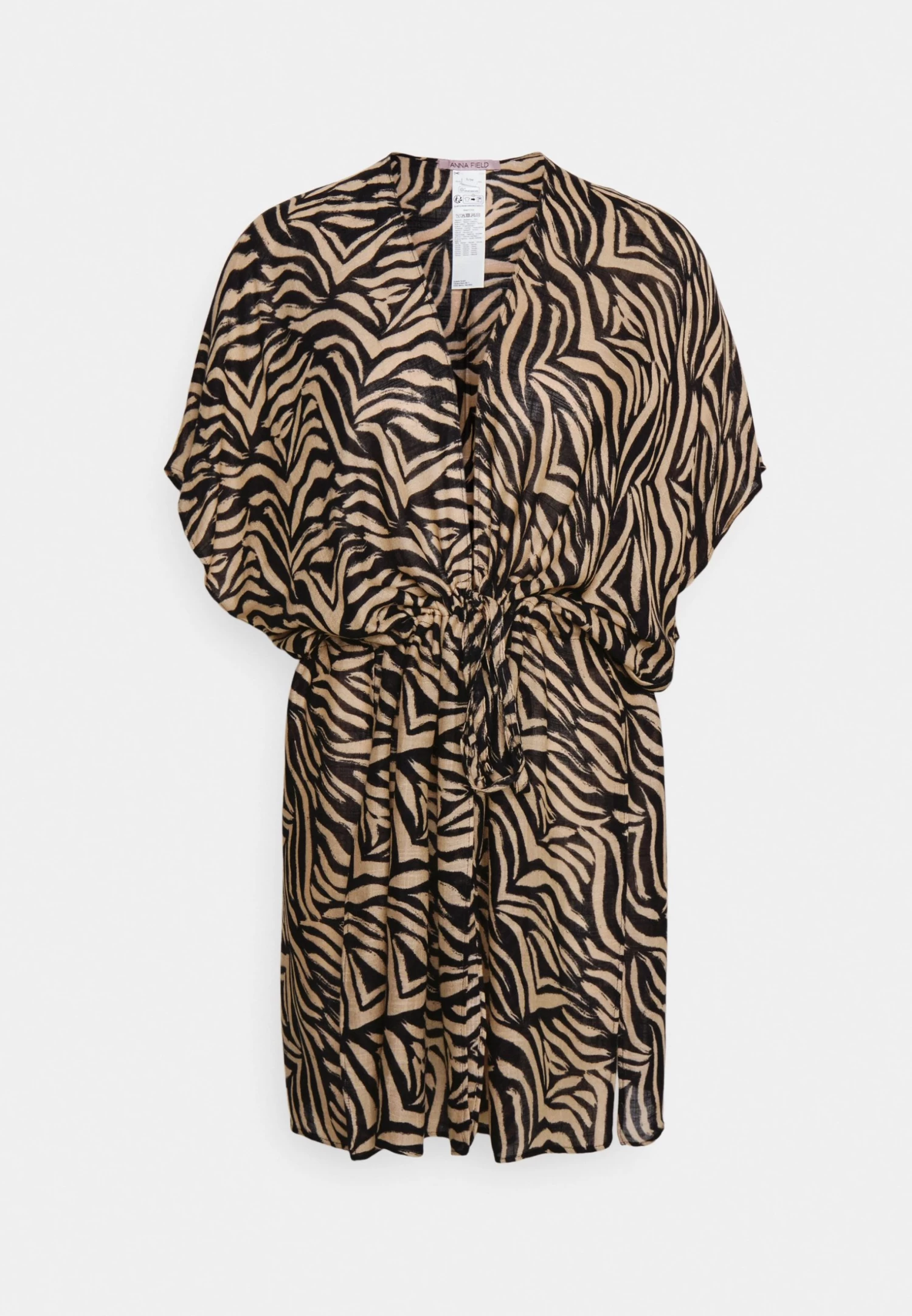 Anna Field Printed Short Kimono / 606 - Khaki_003 - Off-White - Accessoire De Plage - Black/Tan – Image 4
