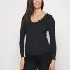 Maternity Ribbed Longsleeve Lace - T-Shirt À Manches Longues - Black