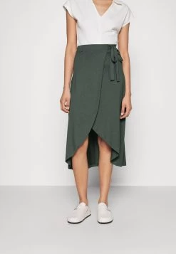 Anna Field Basic Wrap Over Midi Skirt - Jupe TrapĂšze - Light Green
